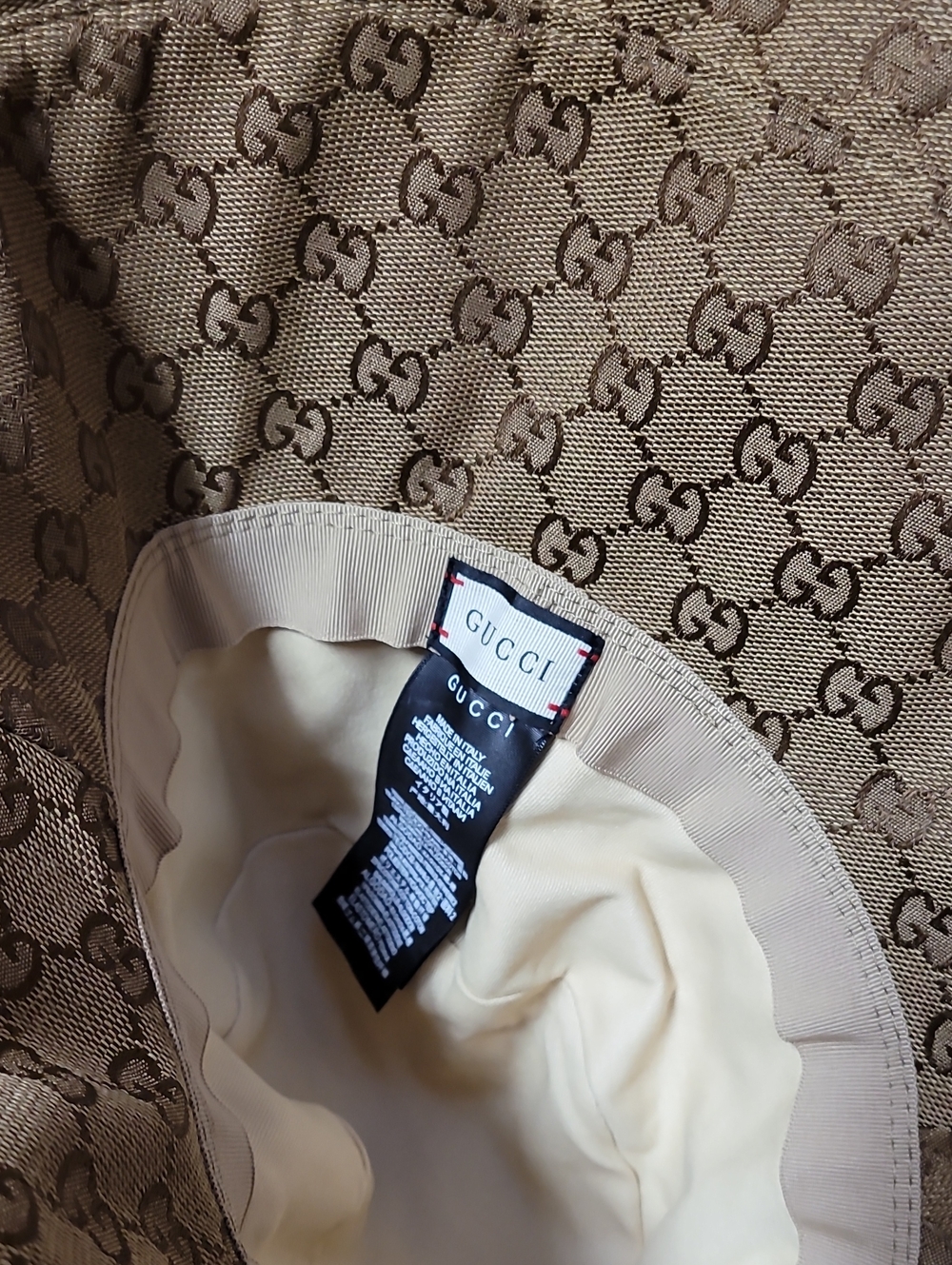 Gucci Beige Monogram Wide-Brim Bucket Hat - Picture 5 of 8
